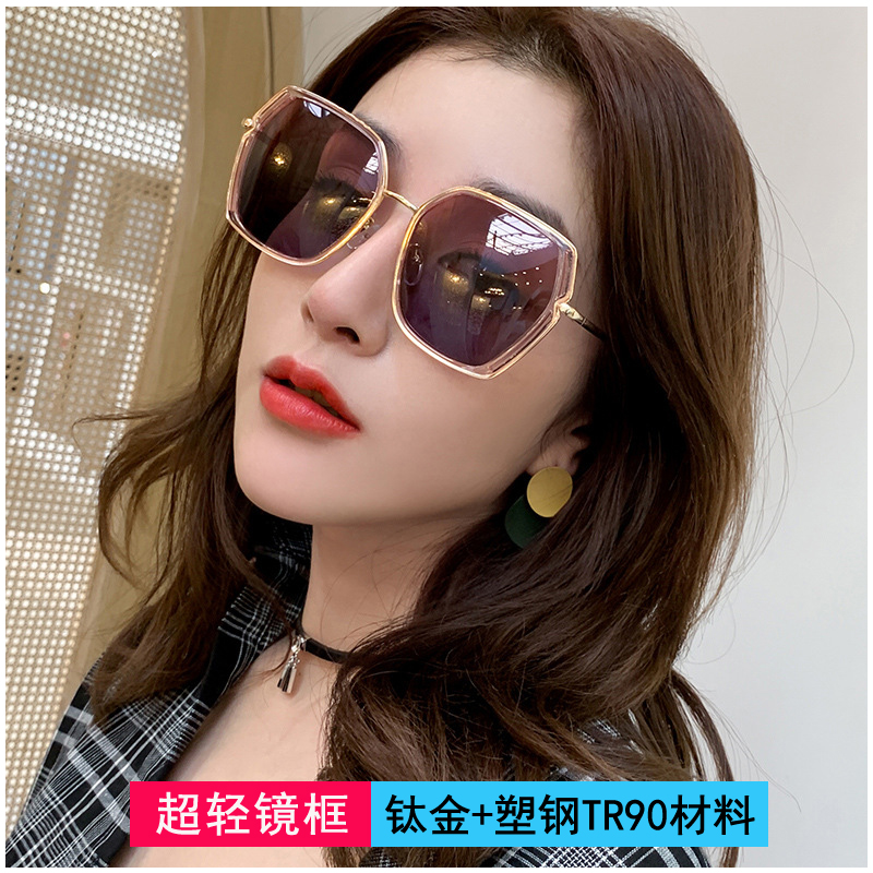 Polarized sunglasses female face with thin glasses female Han edition 2019 new myopia sunglasses anti UV round face