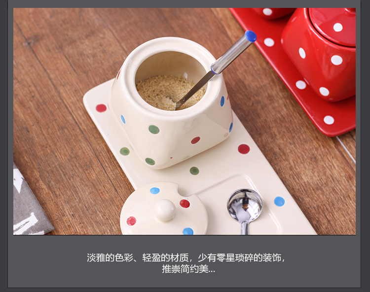 A Wave of creative ceramic seasoning as cans suit household necessities MSG jar with spoons condiment bottles of kitchen utensils