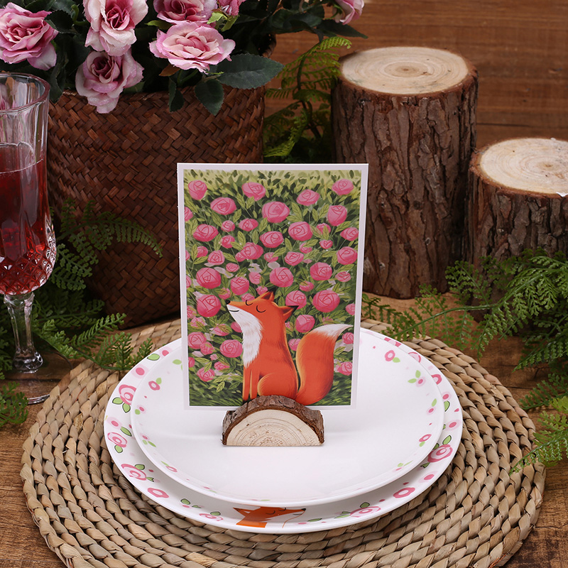 Fox and rose ceramic tableware single noodles in soup dishes household Japanese creative move plate one