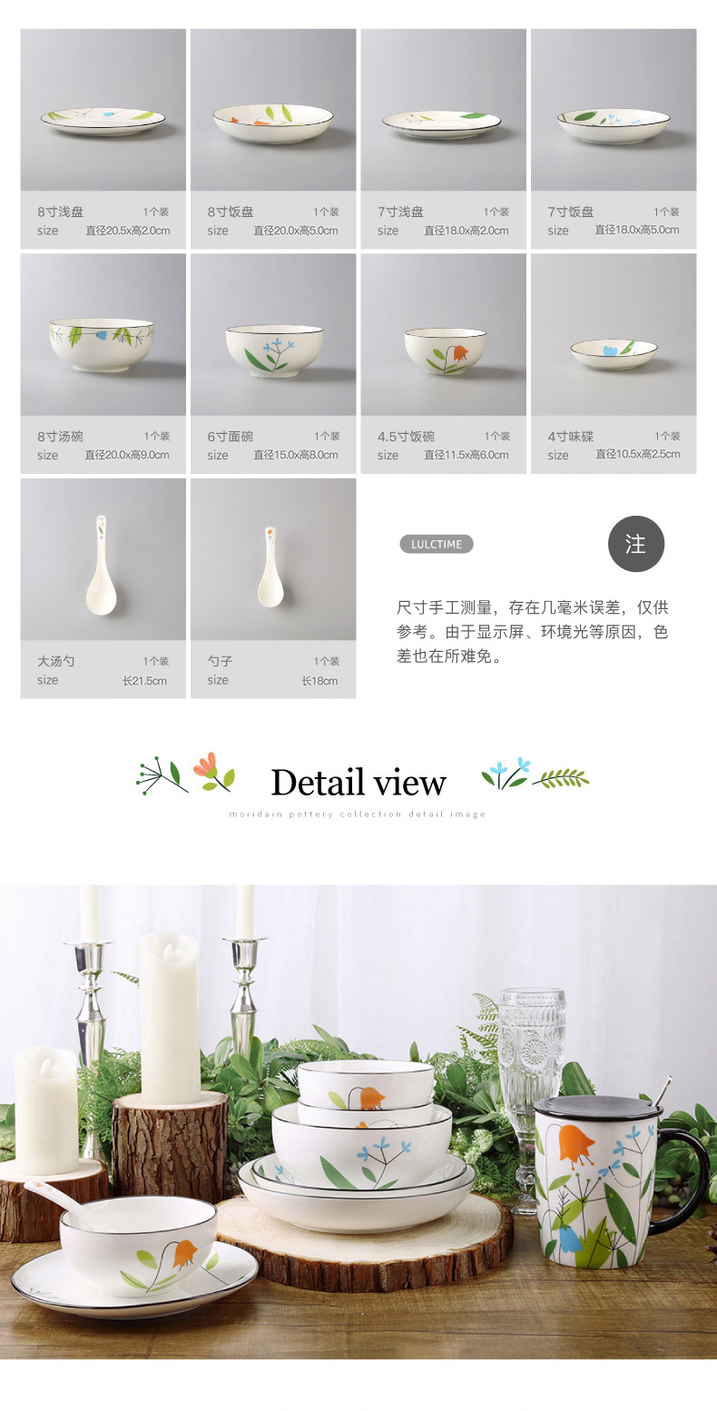 The Secret garden ceramics tableware dishes suit household of 4 Chinese ipads porcelain tableware suit dishes chopsticks combination