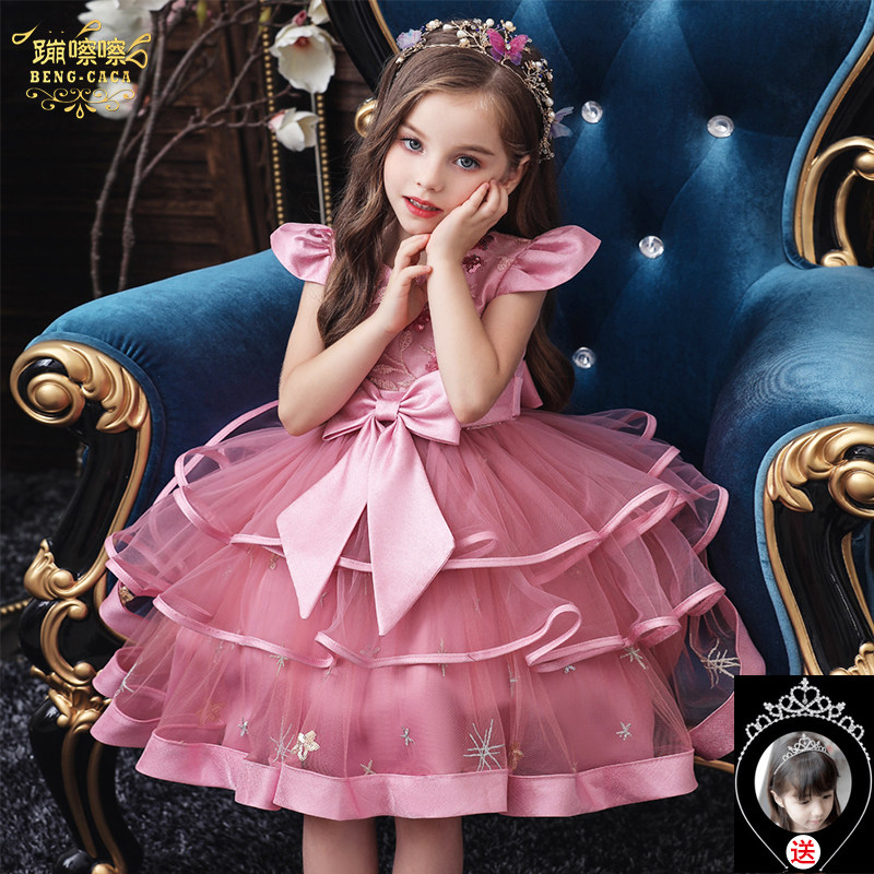 Girl dress 2021 new summer performance princess dress high-end children bouffant gauze flower girl dress