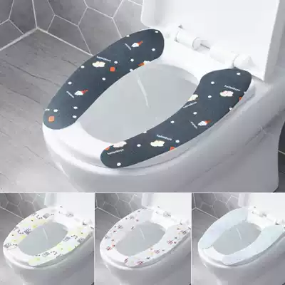 Super thick self-adhesive printing electrostatic toilet pad household toilet paste autumn and winter washable toilet seat cushion