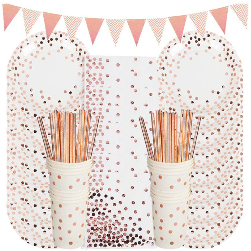 Creative Rose Gold Bronzing Gold Wafer Disposable Tableware Nuptial Bachelor Party Wedding Party Wedding sweet Decorative Items