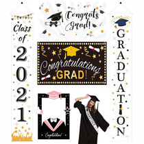 Graduation Season Party Decorations GRAD Hair Stirrup Crown Graduation Background Cloth Couplets PHOTO PROPS