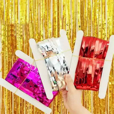 Wedding wedding room tassel ribbon rain curtain pull background wall birthday party decoration wedding party stage decoration