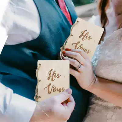 Creative His And Her vows book wooden Brown booklet notebook gift wedding party affidavit