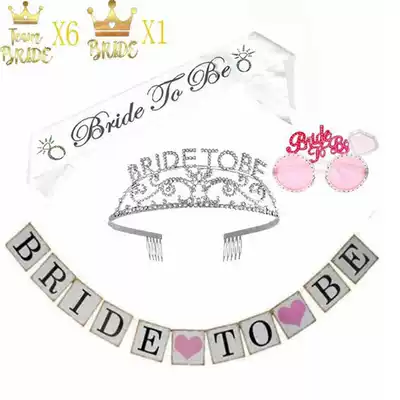 BRIDE TO BE BRIDE-TO-BE pre-wedding party dress rhinestone crown shoulder strap letter pull flower tattoo stickers