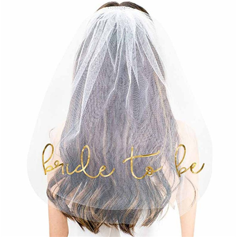 creative Bride to be letters bridal white veil bachelorette party decoration photo booth props