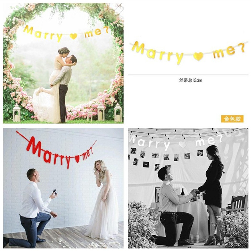 Valentine's Day Romantic Marry ME proposes to pull the flag car tail surprise propose to marry me decoration