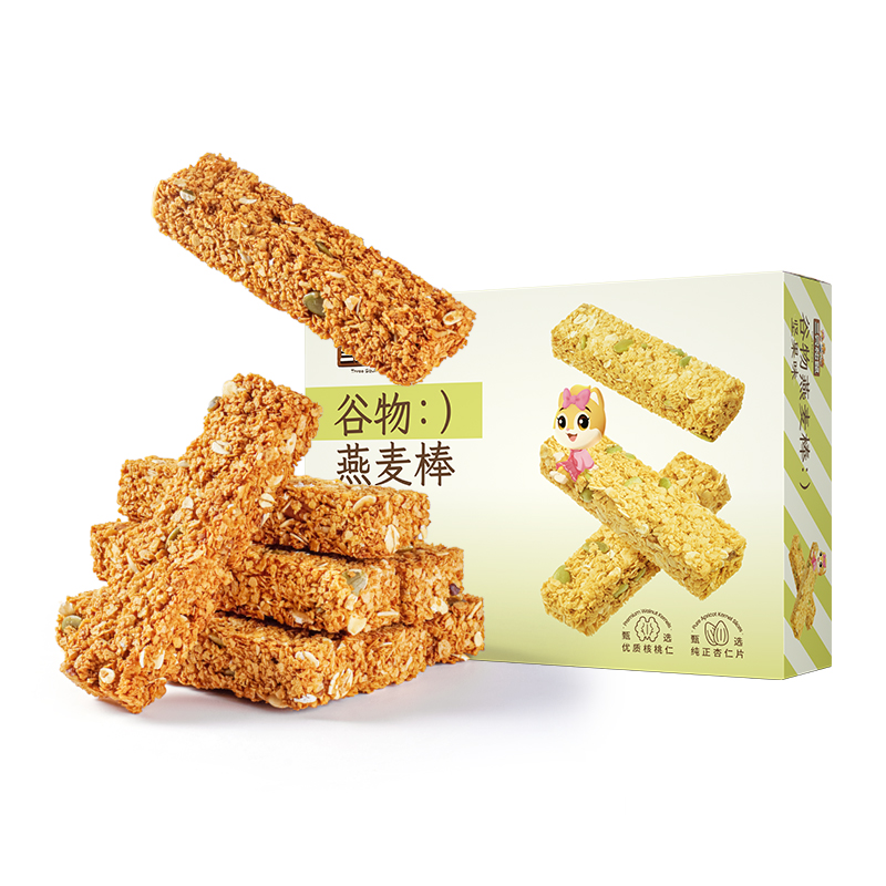 3大盒！三只松鼠燕麦谷物蛋白棒共600g