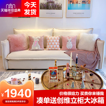 Nordic style modern minimalist fabric sofa trio small apartment latex combination straight row living room light luxury suit