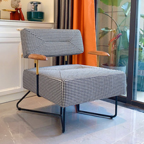 Light luxury fabric lazy sofa chair bedroom Nordic bird grid single seat balcony simple Net red lounge chair leisure chair