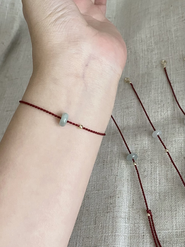 Good Luck Up/ Natural Jade Peace Pendant Bracelet for the Year of Birth, Chinese Style Red String Bracelet for Couples