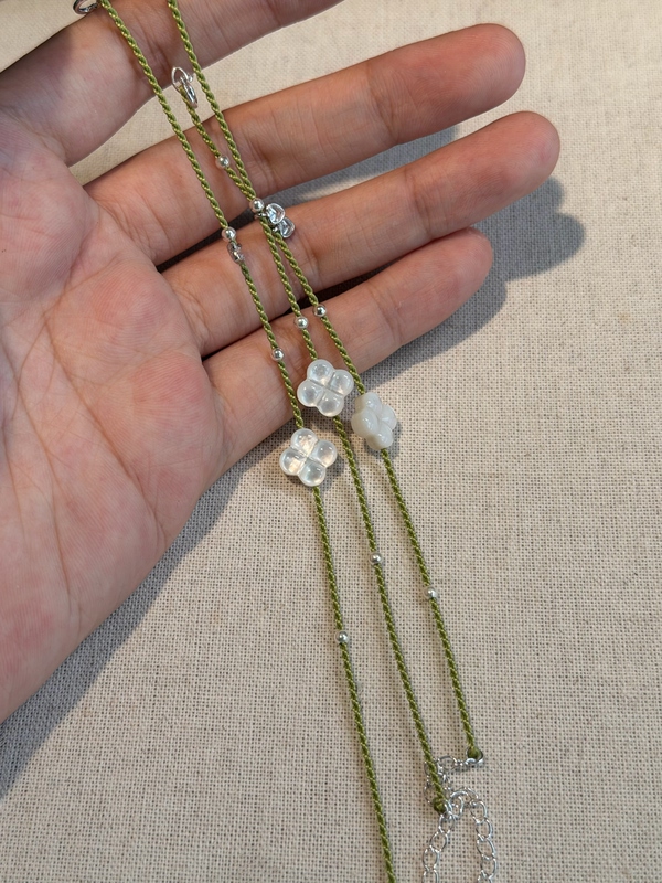 Original/You Are My Lucky Charm S925 Silver Natural Mother-Of-Pearl Four-Leaf Clover Braided Rope Bracelet Original/You Are My Lucky Charm S925 Silver Natural Mother-Of-Pearl Four-Leaf Clover Braided Rope Bracelet