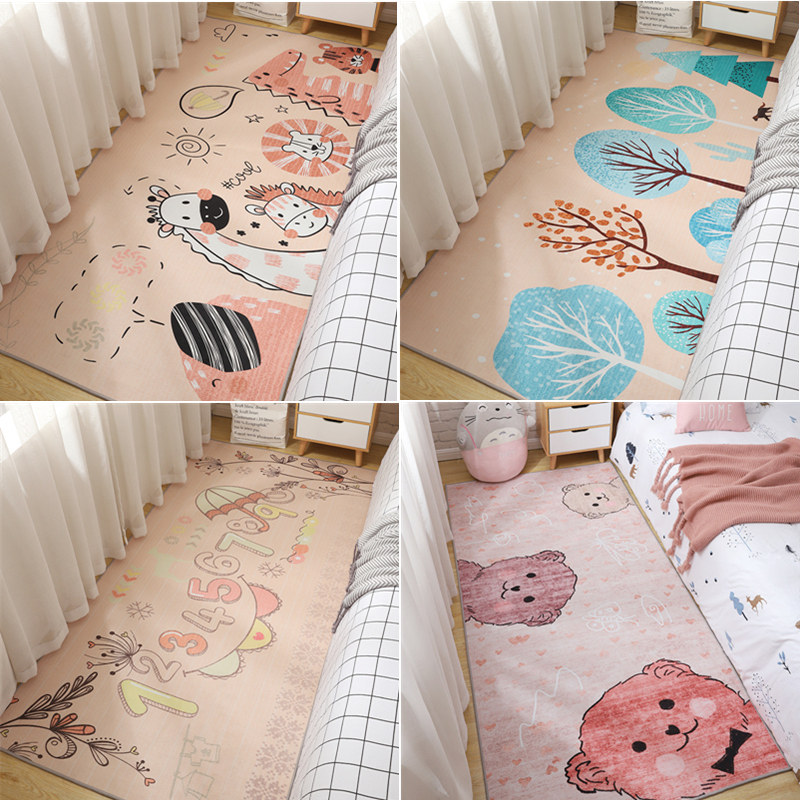 ins wind bedroom bedside blanket lovely girl heart room bed down floor cushion small rug strip home net red mat