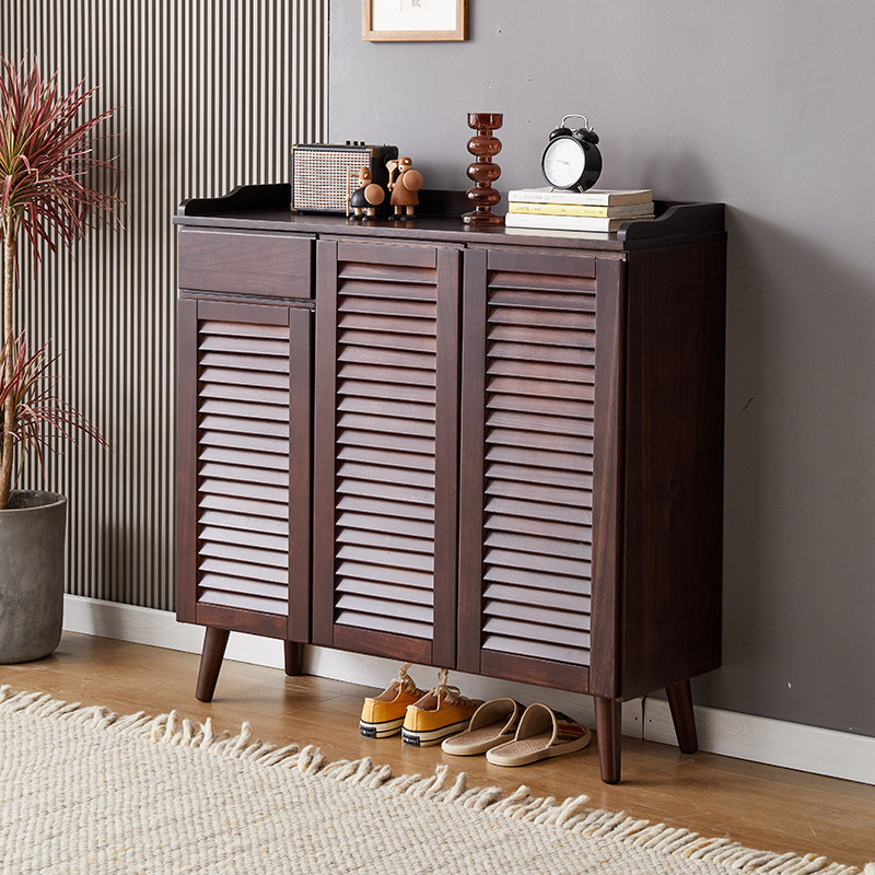 Shutter door Full solid wood Shoe Cabinet Minima Modern Home Doorway Intake Integrated Large Capacity Breathable into the family Guan Guan Cabinet-Taobao
