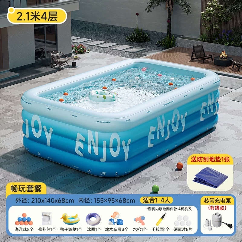 Inflatable travel swimming pool, increased thickness