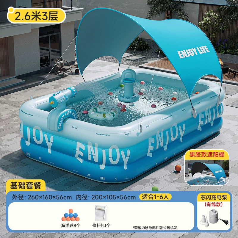 Inflatable travel swimming pool, increased thickness