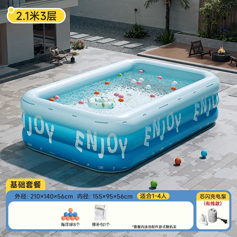 Inflatable travel swimming pool, increased thickness