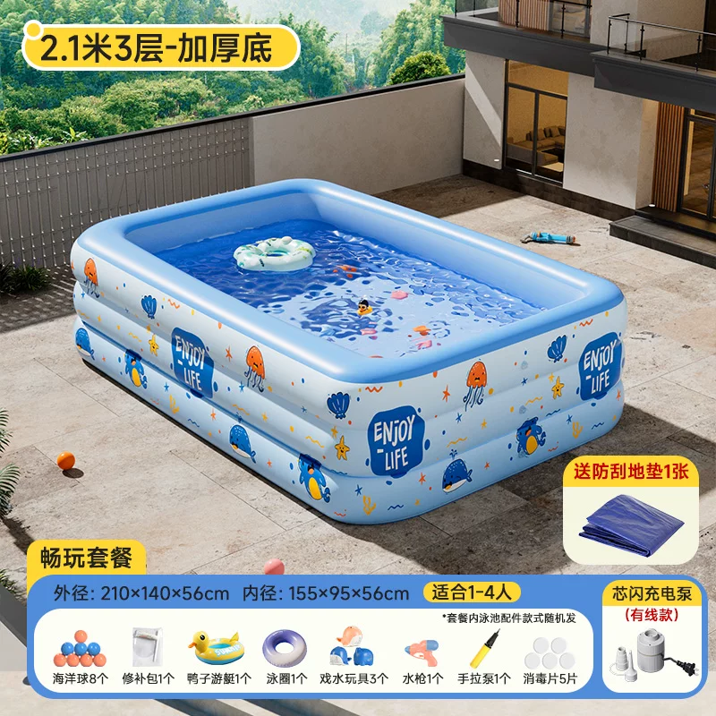 Inflatable travel swimming pool, increased thickness