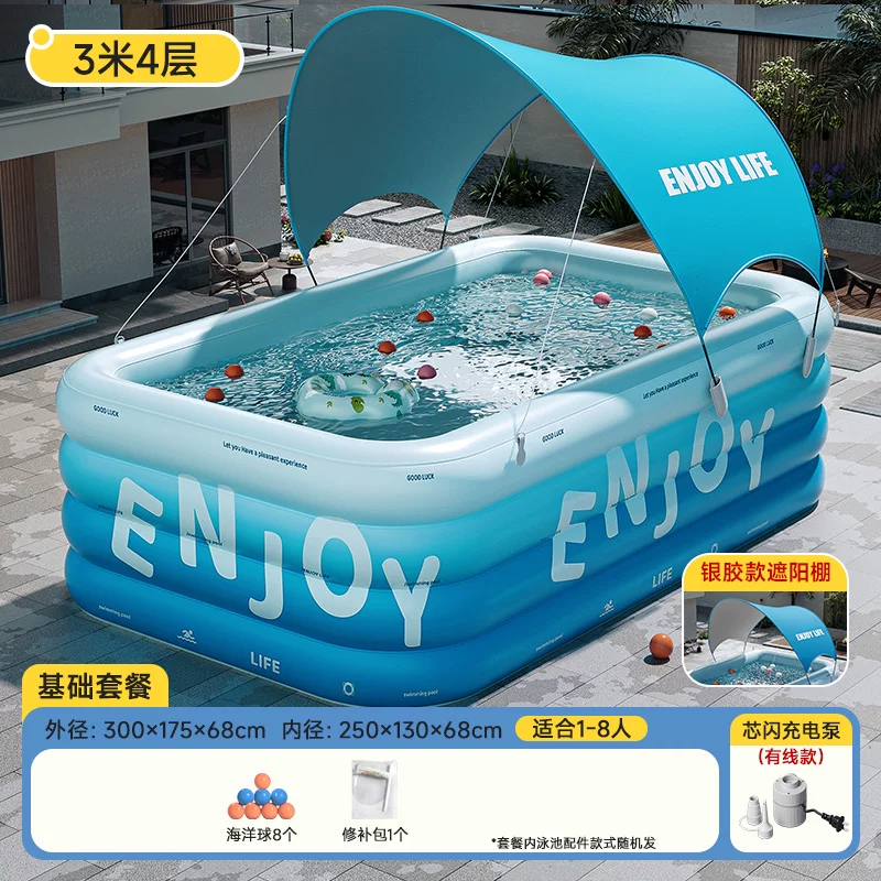 Inflatable travel swimming pool, increased thickness