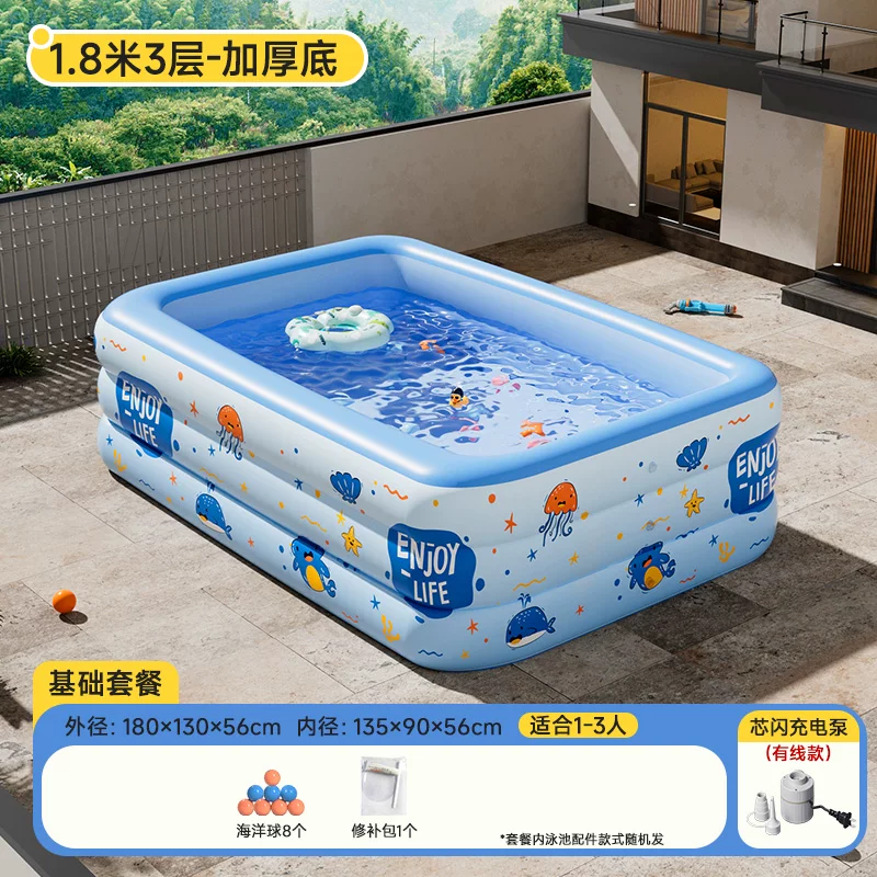 Inflatable travel swimming pool, increased thickness