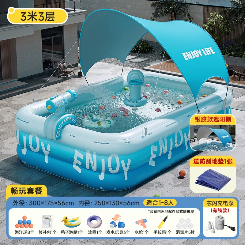 Inflatable travel swimming pool, increased thickness