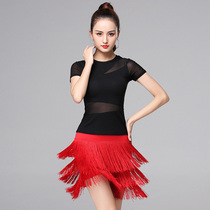 New dance dress suit Adult competition Cha Cha Latin dance Tassel skirt Square dance Three steps step on Jitba skirt