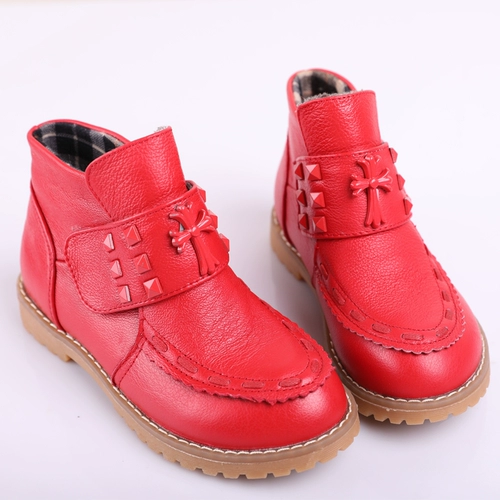 Детские ботинки, утепленные демисезонные короткие сапоги, из натуральной кожи, 2018