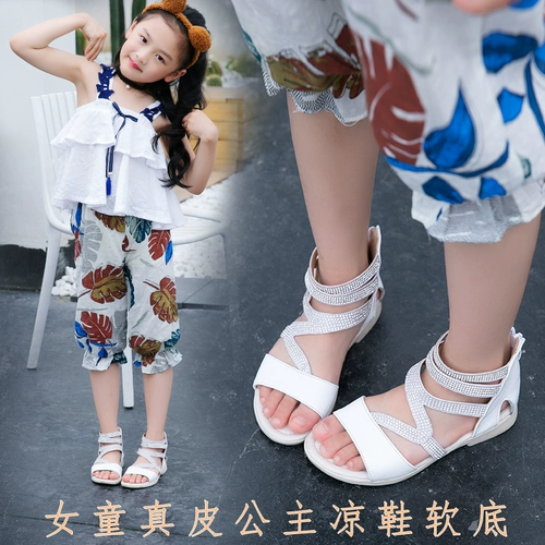 Летние модные сандалии, детская обувь для принцессы, из натуральной кожи, коллекция 2021, мягкая подошва, подходит для подростков