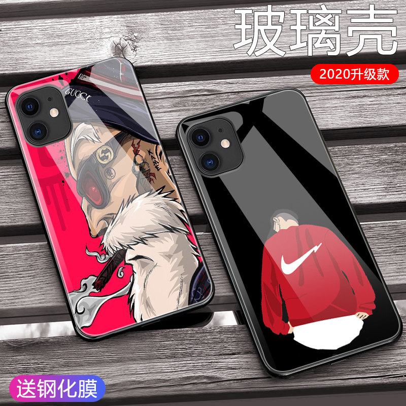 Apple 11 mobile phone protective shell tide brand net red men's iphone11 anti-fall ip11 all-inclusive high-end shell glass ins wind net red black custom photo boy eleven pg personality new European style