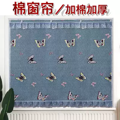 Cotton curtains thickened cold-proof and warm household northeast winter bedroom insulation send mounting rod free punching support customization