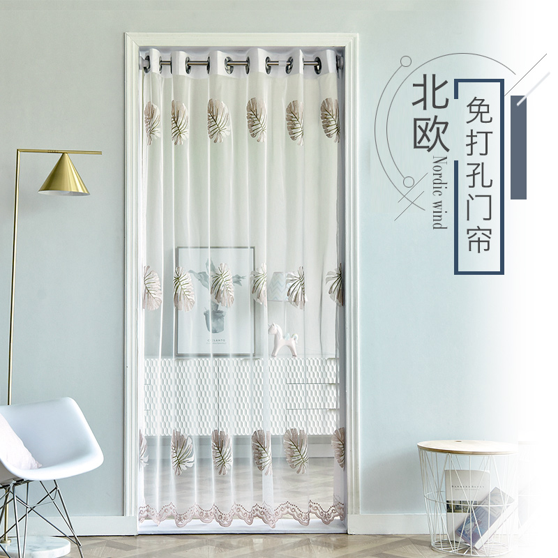 Screen curtain door curtain partition curtain Home free hole installation spring and summer home bedroom curtain Nordic style simple fashion