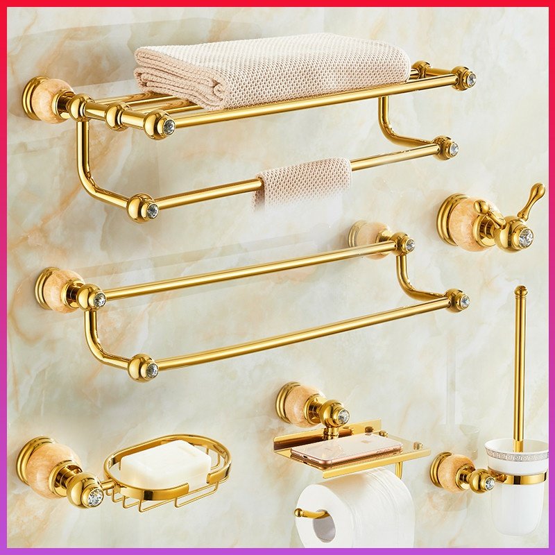 Bathroom storage Towel rack rod Powder room hole-free wall-mounted toilet storage rack Bathroom hardware pendant set