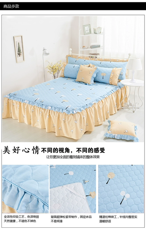 Cotton đơn giản chăn bông váy đơn mảnh Cotton Hàn Quốc khăn trải giường duy nhất đôi ga giường viền họa tiết