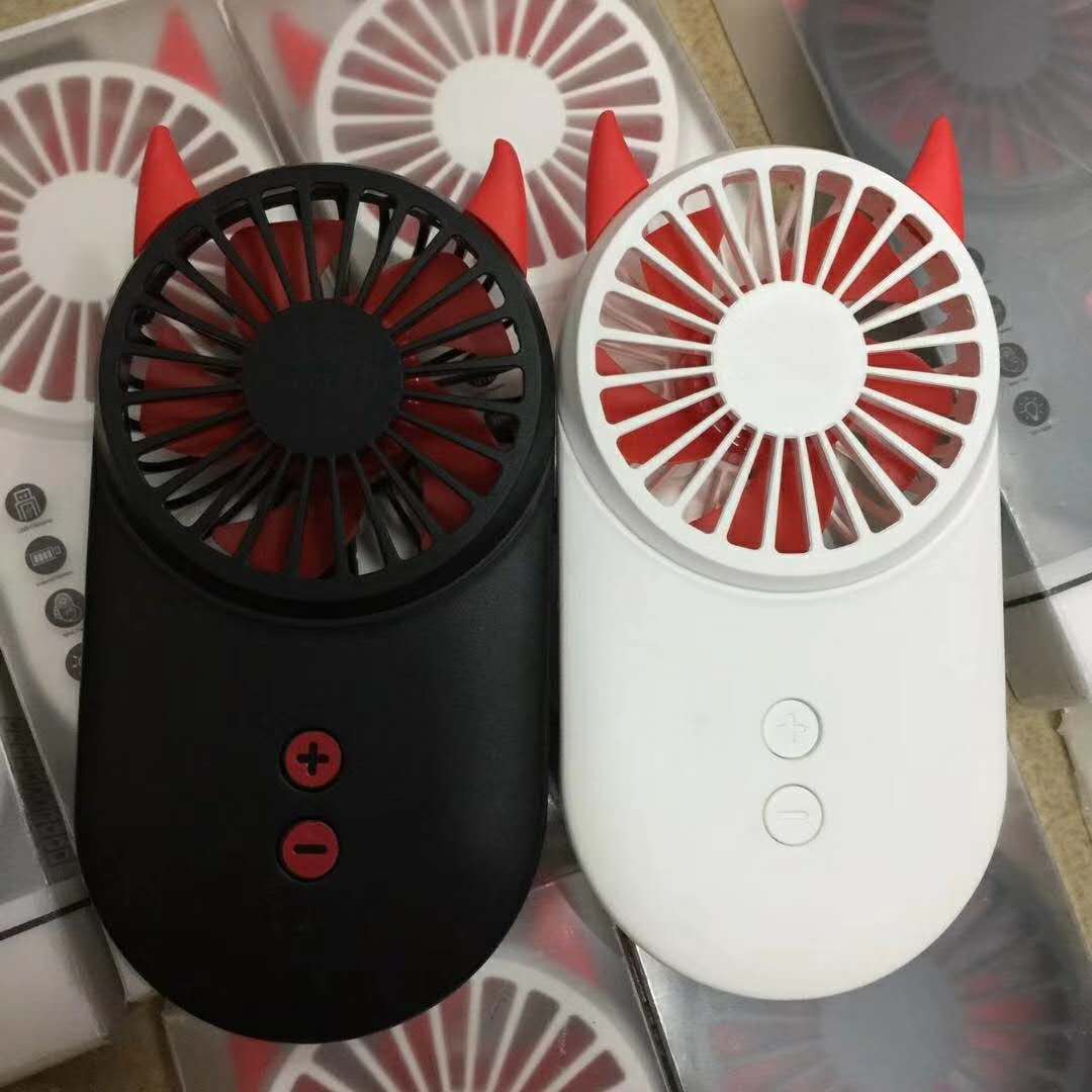 Shake sound small fan night light cartoon devil ultra-thin handheld USB fan pocket portable with charging small electric fan 3rd gear