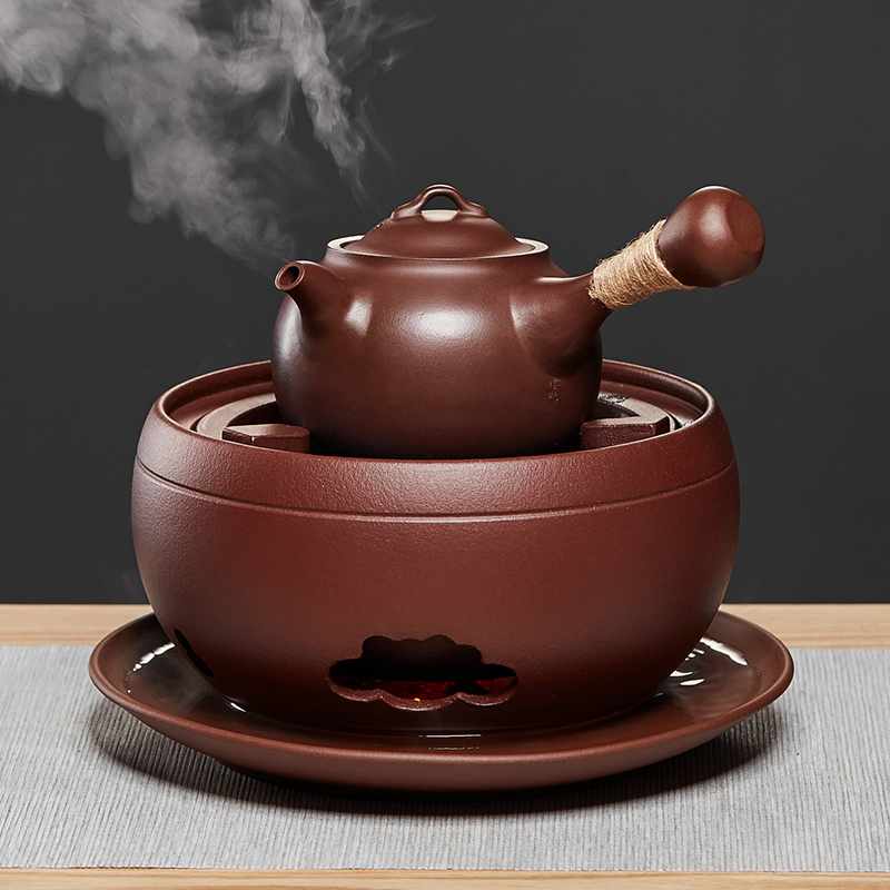 Yixing Purple Clay Teapot with Side Handle, Suitable for Brewing Tea Around the Stove, Electric Ceramic Stove Tea Brewing Set, Large Capacity, High-End Tea Set