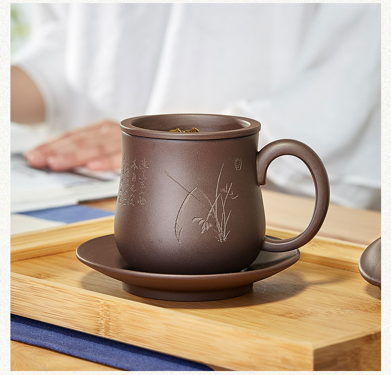 Yixing purple sand tea cups with cover ceramic masters cup single cup play kung fu tea by hand with filter tea cups of water