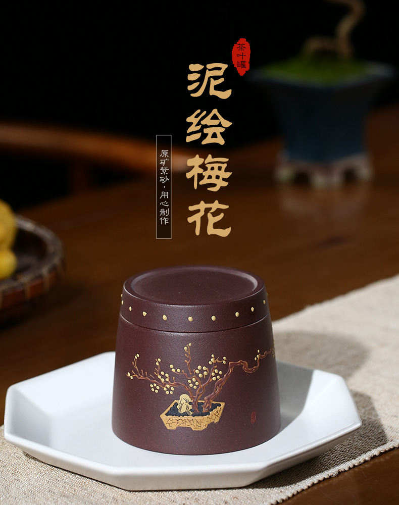Violet arenaceous caddy fixings tea boxes small ceramic seal storage jar jar tea tea box