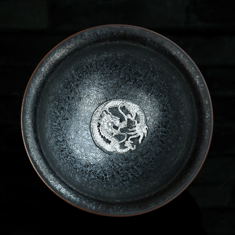 Decor kilns Li A trestle Heato Porcelain Seven Colors build a tea cup Master's cup silver decorated with a large lip cup of tea.