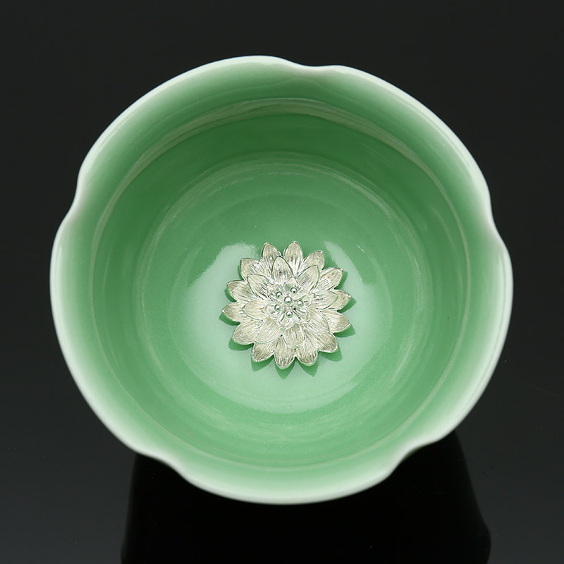 Jiazhan Kiln Li Jiazhan Ceramic Teacup Handmade Cup Kung Fu Teacup Master Cup Tea Bowl Celadon Tea Cup