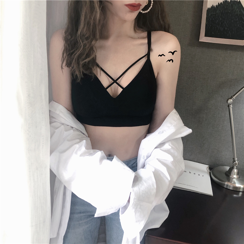 Back cross merry-back bra coalestry bottom inner lap harness vest female dew back wrap chest anti-walk light trowel underwear