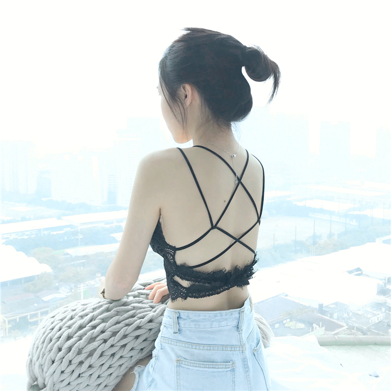 Lace Cross With Beauty Back Wrap Chest Harness Shoulder Strap Chest Cushion Rag Blouse Blouse Women No Steel Ring Bra Sexy Underwear