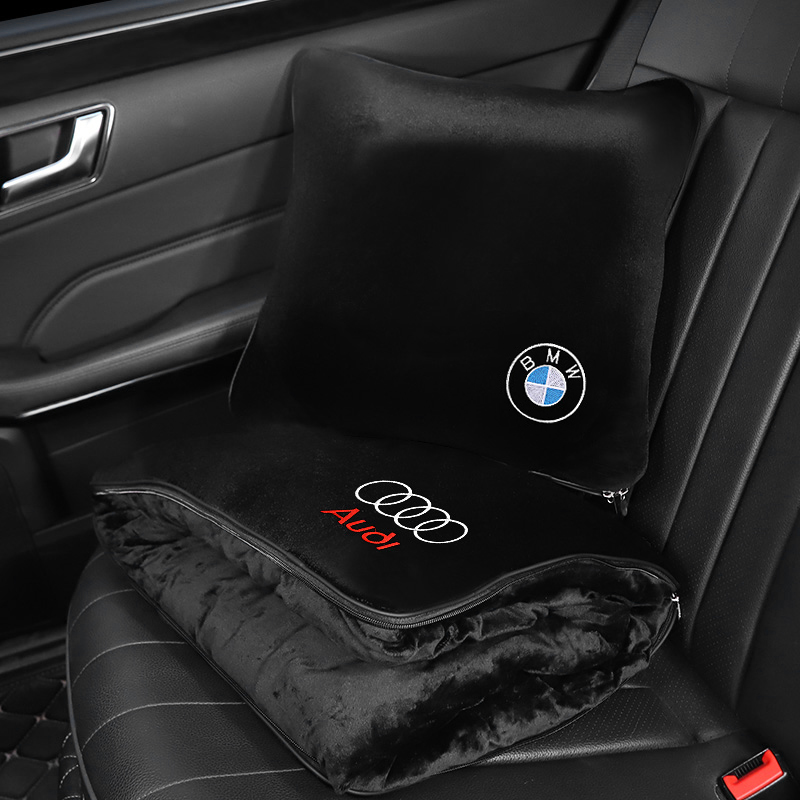 Suitable for BMW Mercedes-Benz Audi car pillow quilt dual-use car four-season air conditioner by car headrest waist cushion
