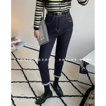 Wei Yanni Santa Rita autumn trousers high-waisted tannins primary color denim smoke pipe wide leg pants women