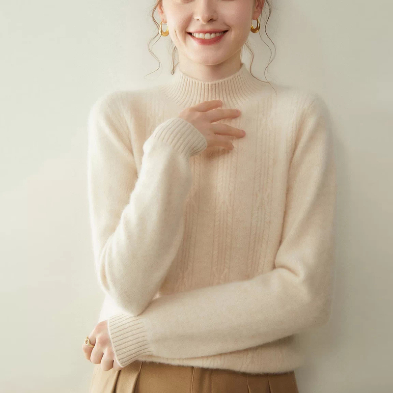 Ordos City Cashmere Sweater Women's 2026 New Thickened Half Turtleneck Wool Base Sweater Autumn Winter Knitwear Ordos City Cashmere Sweater Women's 2026 New Thickened Half Turtleneck Wool Base Sweater Autumn Winter Knitwear