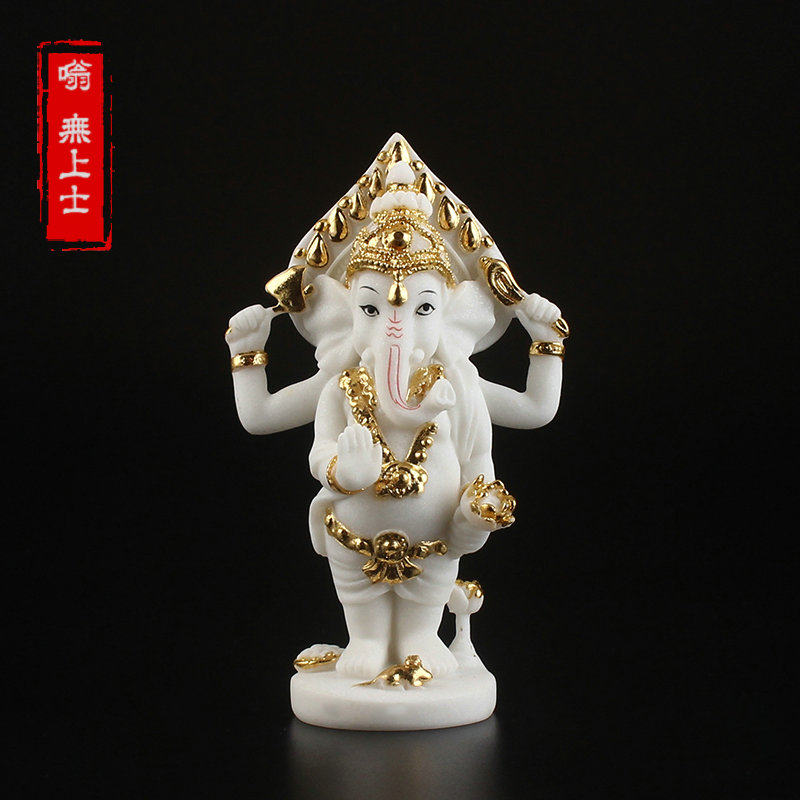 インドのガネーシャ（象の神）、東南アジアの象の頭を持つ神像、金箔を施した模造翡翠、縁起の良い装飾品、工芸品、富を引き寄せる神、送料無料。