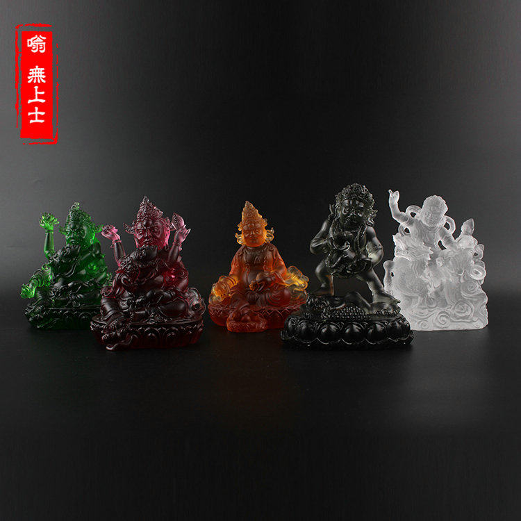 Glazed Five Fangs Treasure Biography Five surnamed Huang Caishen Glass Water for the Red Black Caius Ancient Method of Glazed Statues