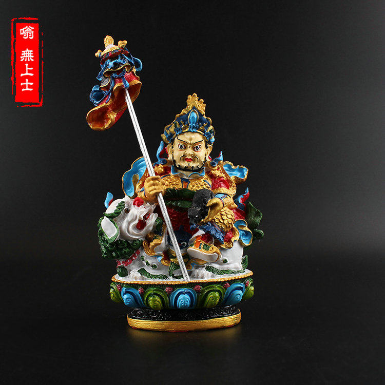 Treasure Heavenly King Buddha statue Tibetan legend, Northern multi-Heavenly King Buddhist protector of wealth resin painted small Buddha statue