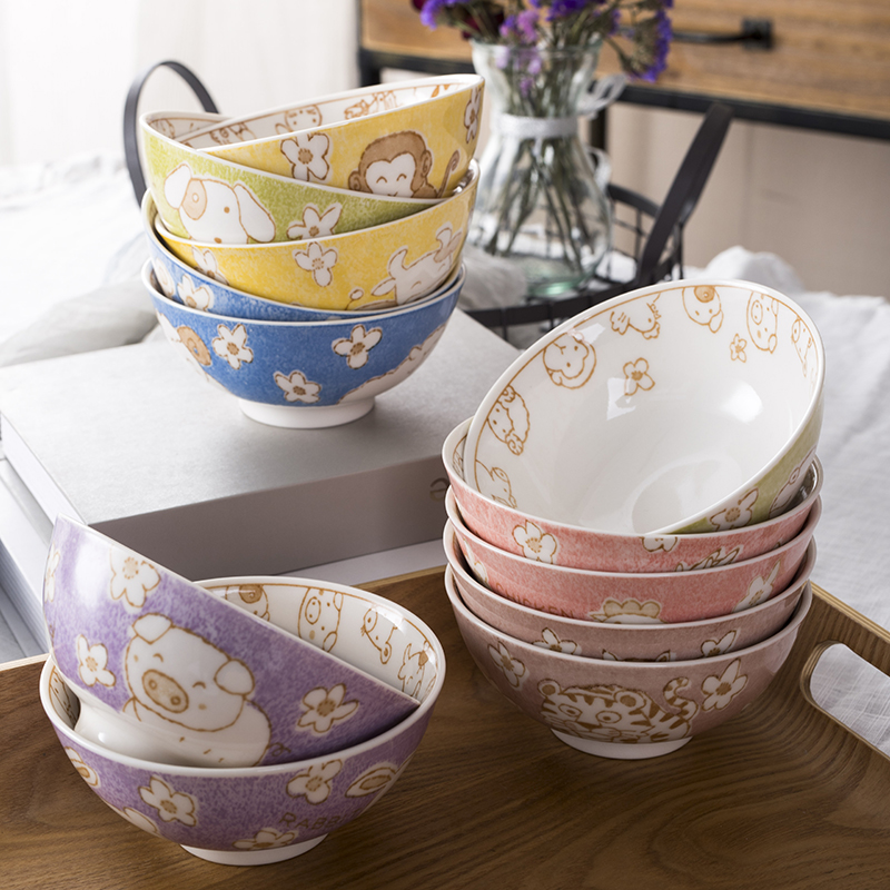 Jingdezhen cartoon workshop 12 zodiac bowl cute children's rice bowl creative ceramic personality home eating bowl